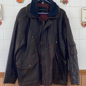 Context Men's Dark Brown Leather Field Jacket